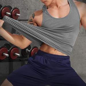 Débardeur de compression athlétique pour homme, coupe ajustée, côtelé, pour la gym, le fitness et la course - Product Image 5