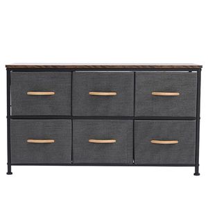 Comò a 3 livelli con 6 cassetti in tessuto a facile apertura, struttura in metallo allungabile e piano in MDF, unità di archiviazione per camerette e armadi - Product Image 1