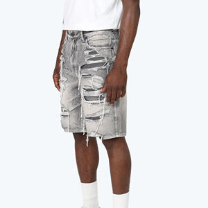 Shorts en jean pour hommes à taille élastique, style urbain, haute qualité, design personnalisé et logo imprimé – Meilleures ventes - Product Image 3