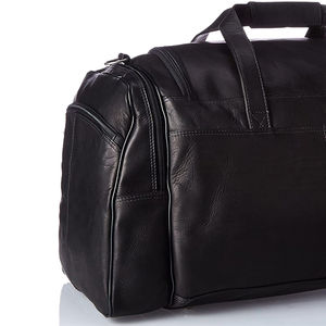 Bolsa de lona de cuero, estilo casual, para viaje, de cuero genuino, acabado liso, con múltiples compartimentos. - Product Image 6