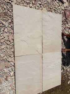Grande dalle de pierre naturelle beige Dholpur sablée, panneau mural moderne pour l'aménagement extérieur des hôtels - Product Image 5