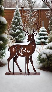 Juego de 3 Renos Metálicos Plateados para Decoración de Jardín, Arte Navideño para Exteriores, Estilo Moderno - Product Image 6