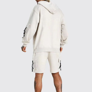 Ensemble de survêtement décontracté pour homme, léger, coupe ample, 100% coton, respirant, respectueux de l'environnement, avec sweat à capuche et short - Product Image 2