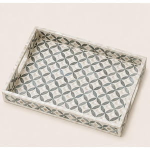 Bandeja Decorativa para Servir, Hecha a Mano, Ecológica, con Incrustaciones de Madreperla, Mosaico Geométrico, Colores Personalizables, Venta al Por Mayor para el Hogar - Product Image 5