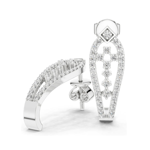 ZAWO HOUSE for Certified Gold Plated Silver Lab Grown Brilliant Cut Diamond <b>Stud</b> <b>Earrings</b> Unique Modern <b>Chain</b> Design Wedding - Product Image 5
