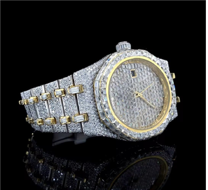 Montre bracelet en acier inoxydable à quartz unisexe, style antique, de luxe, personnalisée OEM avec moissanite - Product Image 4