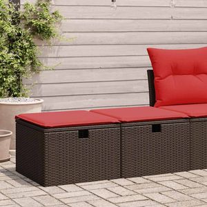 Ensemble de canapé de patio en polyrotin brun et bois d'acacia, 2 pièces, avec coussins - Product Image 1