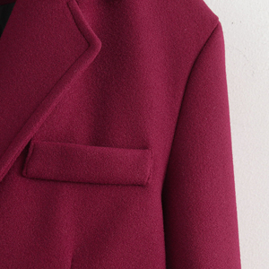 Manteau long en laine pour femme, élégant, coupe-vent, ceinturé, vêtement d'extérieur d'hiver, couleur unie, boutons sur le devant, veste tendance, nouveau look - Product Image 6