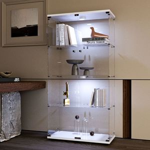 Vetrina e Armadio Espositivo in Vetro Temperato con Luci a LED, Vari Colori, con Serrature per Vino e Archiviazione Documenti - Product Image 4