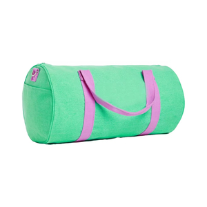 Green Sport <b>Duffel</b> <b>Bag</b> With Pink Handles Zipper Closure Portable Exercise Fitness Travel <b>Bag</b> - Product Image 1