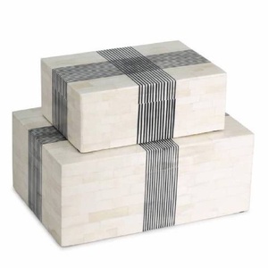 Caja de joyería Rectangular con incrustaciones de hueso, regalos novedosos, organizador decorativo de almacenamiento multiusos para recuerdo - Product Image 2