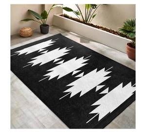 Alfombra Geométrica Blanca y Negra Antideslizante, Alfombra Suave para Sala de Estar, Dormitorio, Decoración del Hogar, Alfombra Antideslizante Minimalista - Product Image 3