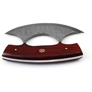 Couteau Ullu Burraq personnalisé fait main en acier Damas, manche en bois, trancheur à pizza, étui en cuir, ambidextre, compatible lave-vaisselle - Product Image 3