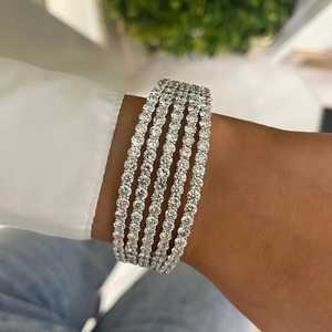Brazalete de Diamantes Cultivados en Laboratorio de 5 Filas, Oro Sólido de 14K/18K, Engaste Pavé, Elegante y Delicado, con Doble Cierre de Seguridad, Venta al Por Mayor - Product Image 6