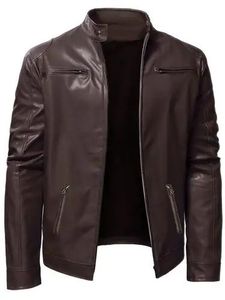 Blouson moto homme noir en cuir véritable à capuche, coupe ajustée, fermeture éclair, col montant, manches classiques, couleur unie, style hiver enduit - Product Image 2