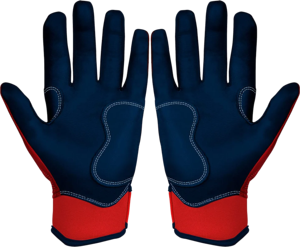 Adiha Impex Premium Leather Batting <b>Gloves</b> Customizable Professional <b>Red</b> Navy Blue Leather Padded Hook Loop Closure Unisex Adult - Product Image 2