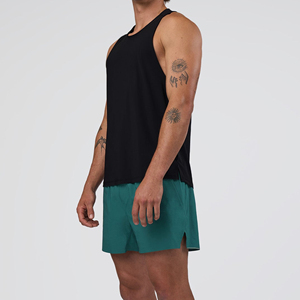 เสื้อยืดกีฬา HEALY แบบเรียบสำหรับผู้ชาย ผ้าคอตตอนผสมสแปนเด็กซ์ 180 GSM เสื้อกล้าม Homme Tank Top - Product Image 4