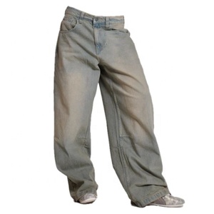 Pantalones acampanados de tiro bajo de peso pesado, pantalones vaqueros rectos vintage apilados para mujer, pantalones vaqueros holgados de gran tamaño lavados para mujer - Product Image 1