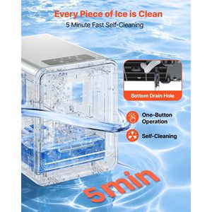 Macchina per Ghiaccio Portatile da Bancone, 33 Libbre al Giorno, Autopulente, con Cucchiaio e Accesso a Cassetto, Stile Mac - Product Image 5