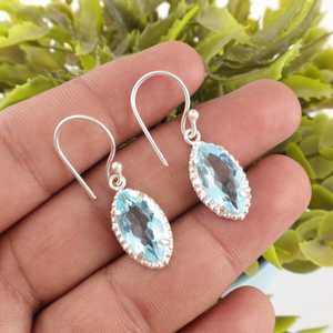 Sky Blue Topaz Drop Earrings Sterling Silver Women's Jewelry Handmade Luxury <b>Gift</b> <b>Her</b> Elegant Fashion Accessories <b>for</b> Party - Product Image 2