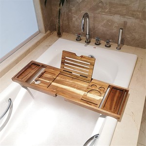 Wooden Bathtub <b>Caddy</b> <b>Bath</b> <b>Tray</b> Modern Rectangle Style Waterproof Eco-Friendly Durable Easy Clean Bathroom Spa Accessory Spa Gift - Product Image 5