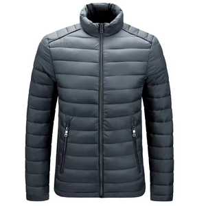 Veste d'hiver matelassée pour homme, col montant, fermeture éclair, couleur unie, style décontracté, respirante, extérieur en polyester, coupe-vent, coupe ajustée - Product Image 2