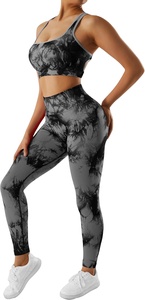 Ensemble de shorts de yoga sans couture pour femmes, 2 pièces, avec soutien-gorge, tenue de sport respirante imprimée en sérigraphie - Product Image 2
