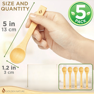 Set di 5 Utensili da Cucina in Bambù, Cucchiaini per Zucchero, Spezie, Condimenti, Caffè, Marmellata ed Erbe - Product Image 3