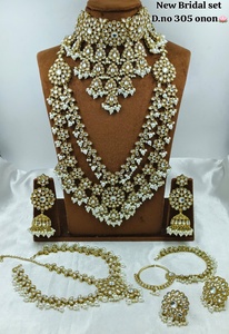 Nuevo Conjunto de Joyería Nupcial de Aleación con Circonita Verde Bañado en Oro, Collar, Pendientes, Pulsera y Tobillera para Mujer, Moda para Bodas y Fiestas - Product Image 2