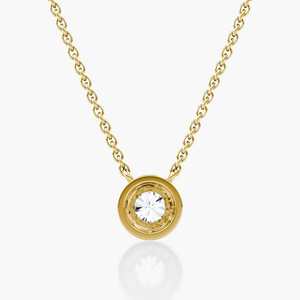 Collar con colgante de moissanita y diamante con engaste redondo chapado en oro de 18 quilates para mujer, joyería fina minimalista, regalo, colgante solitario - Product Image 3