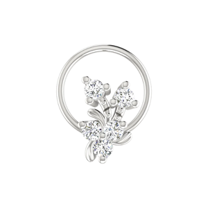 Ajretail 14K <b>Gold</b> Floral Cluster Design 0.1ct Natural Diamond <b>Nose</b> Pin - Product Image 3