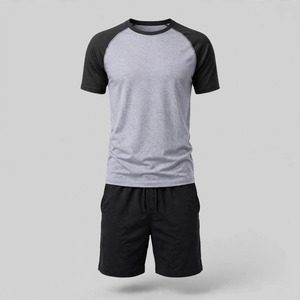 2026 Wholesale Summer Men's Casual Shorts <b>Set</b> Plain Color Solid 100% Cotton Jersey Quick Dry Knitted Customized Logo <b>Twin</b> <b>Set</b> - Product Image 2