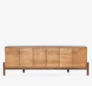 Aparador Largo Moderno de Madera de Teca Sólida, Mueble Minimalista de Madera para Almacenamiento, Ecológico y Hecho a Mano, para Dormitorio o Comedor - Product Image 1