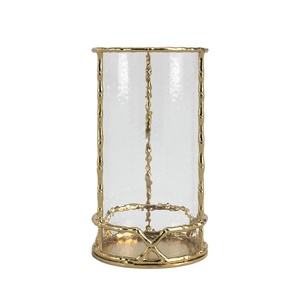 Portavelas de Latón Dorado Hecho a Mano de Primera Calidad con Cristal Personalizable para Decoración del Hogar, Navidad y Pascua - Product Image 1