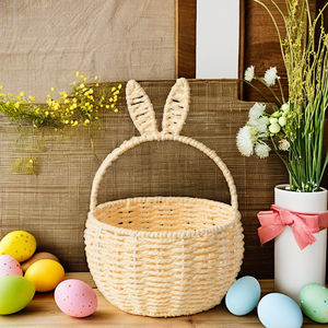 Cesta de Pascua Tejida con Cuerda de Papel Reutilizable, No Tóxica, de Alta Calidad, con Asa, Tamaño y Color Personalizables, para Almacenamiento de Niños, Cesta de Regalo - Product Image 5