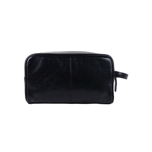 Leather Toiletry <b>Bag</b> Rectangle Shape Minimalist Style Portable <b>Storage</b> <b>Bag</b> for Travel Use Black Color - Product Image 1