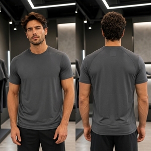 เสื้อยืดแขนสั้นผู้ชายทรงปกติ ผ้าฝ้าย 100% สตรีทแวร์ แห้งเร็ว คอกลม ดีไซน์สปอร์ต โลโก้ด้านหน้า ราคาถูก รับผลิตแบบ OEM - Product Image 3