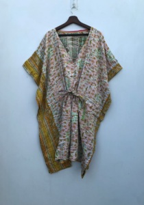 ชุดเดรสผ้าฝ้ายอินเดียแบบคันธา งานแฮนด์เมด สไตล์โบโฮ ทรงหลวม ใส่คลุมชายหาดสำหรับผู้หญิง - Product Image 2