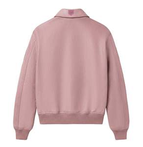 Blouson aviateur en cuir véritable rose pour homme Avirex, en peau d'agneau, style américain, broderie, support OEM - Product Image 2