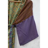 Robe kimono vintage en soie patchwork, grande taille, respirante, décontractée, à fleurs, col en V long, fermeture à ceinture, pour l'automne |   Robe de chambre bohème |