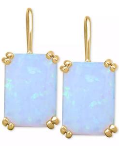 Orecchini a cerchio con Leverback opale coltivati in laboratorio (9 ct. T. w.) in argento Sterling placcato oro 14k | Macacy's - Product Image 3