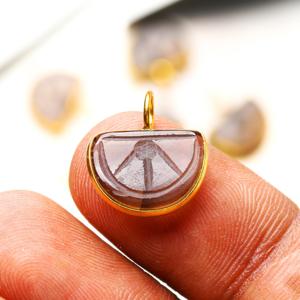 AAA Smoky Quartz Orange Fruit Carved Gemstone <b>Charm</b> Pendant Sterling <b>Silver</b> Gold Vermeil Jewelry Natural Healing Crystal Pendant - Product Image 2