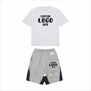 T-shirts 100% coton 305G avec ensembles de shorts assortis, plus de 100 couleurs, t-shirt à manches courtes ample, pantalon court pour homme avec cordon de serrage - Product Image 5