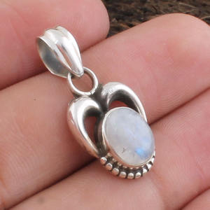 Pendentif vintage en pierre de lune arc-en-ciel naturelle, argent sterling 925 plaqué platine, collier artisanal à reflets bleus, bijoux unisexe - Product Image 3