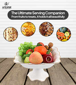 Frutero de porcelana de hueso blanco de ultra lujo con soporte Plato de servicio pulido Ecológico y sin BPA para fiestas - Product Image 4