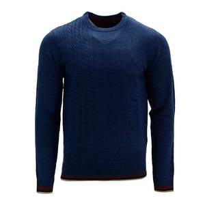 Men's <b>Navy</b> Wool Crew Neck Pullover Regular Fit Long Sleeve Solid Color <b>Knitted</b> Casual Winter Wear - Product Image 4