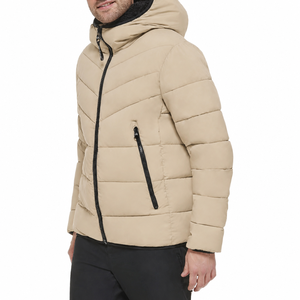 Men's Red <b>Hooded</b> Puffer Jacket Quilted Zip Up Winter <b>Coat</b> Faux <b>Fur</b> Lined Windproof Casual Outerwear - Product Image 5