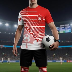 Camiseta de Fútbol de Canadá para Hombre, Manga Corta, Cuello Redondo, Sublimada, 100% Poliéster, Transpirable, Corte Regular, para Todas las Temporadas - Product Image 6