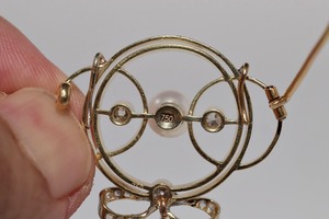 Broche y colgante de plata 925 y oro de 14k con moissanita, diamante y perla, estilo Art Déco antiguo, para hombre y mujer - Product Image 3