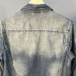 Blouson Homme Décontracté Slim Fit en Jean 100% Coton, Dernière Collection, Effet Patchwork Délavé à l'Acide, Boutons, Haute Qualité, Vente Chaude en Gros - Product Image 6